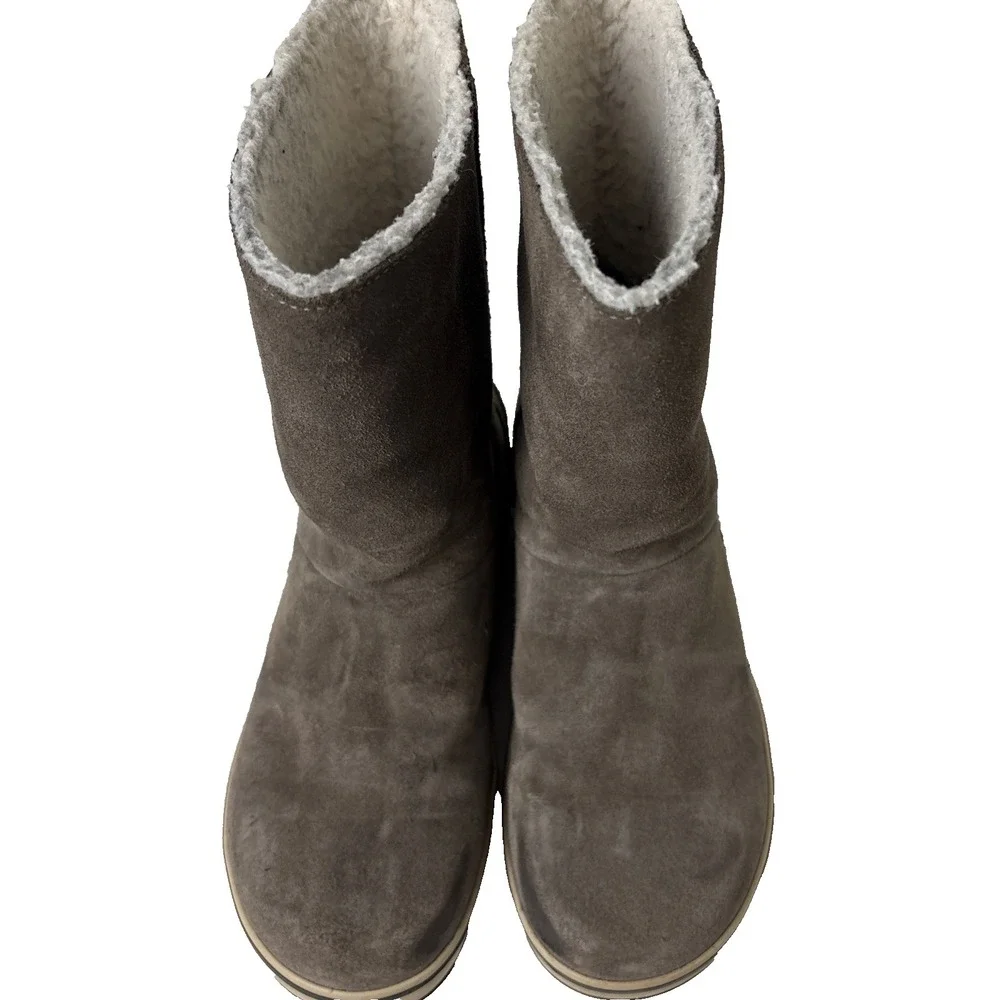 Sorel Glacy Waterproof Snow‎ Boots Suede Leather 6M Taupe